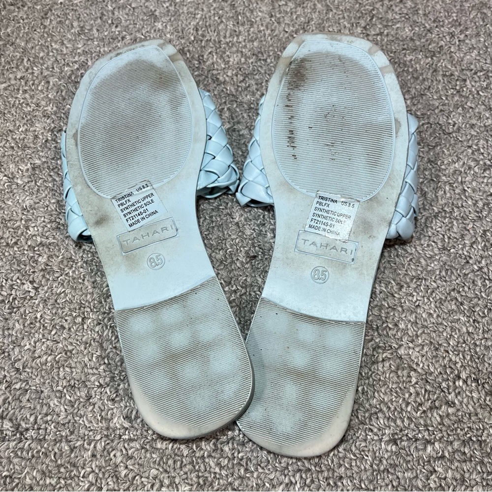 Tahari Woven Slide Sandals Womens Size 8.5 Tristina Aqua Shoes - Picture 6 of 6